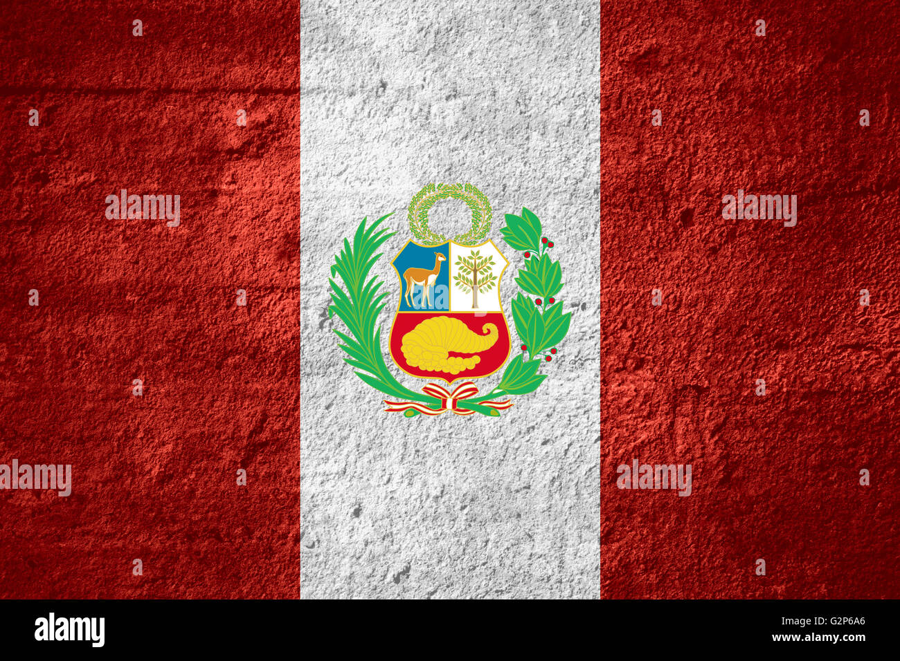 Flagge von Peru oder peruanischen Banner auf grobe Textur Stockfoto