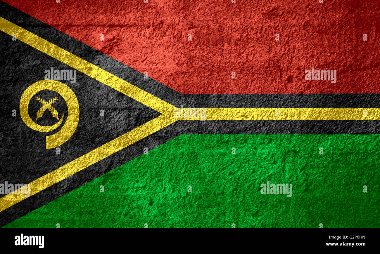 Flagge von Vanuatu oder Banner auf grobe Textur Stockfoto