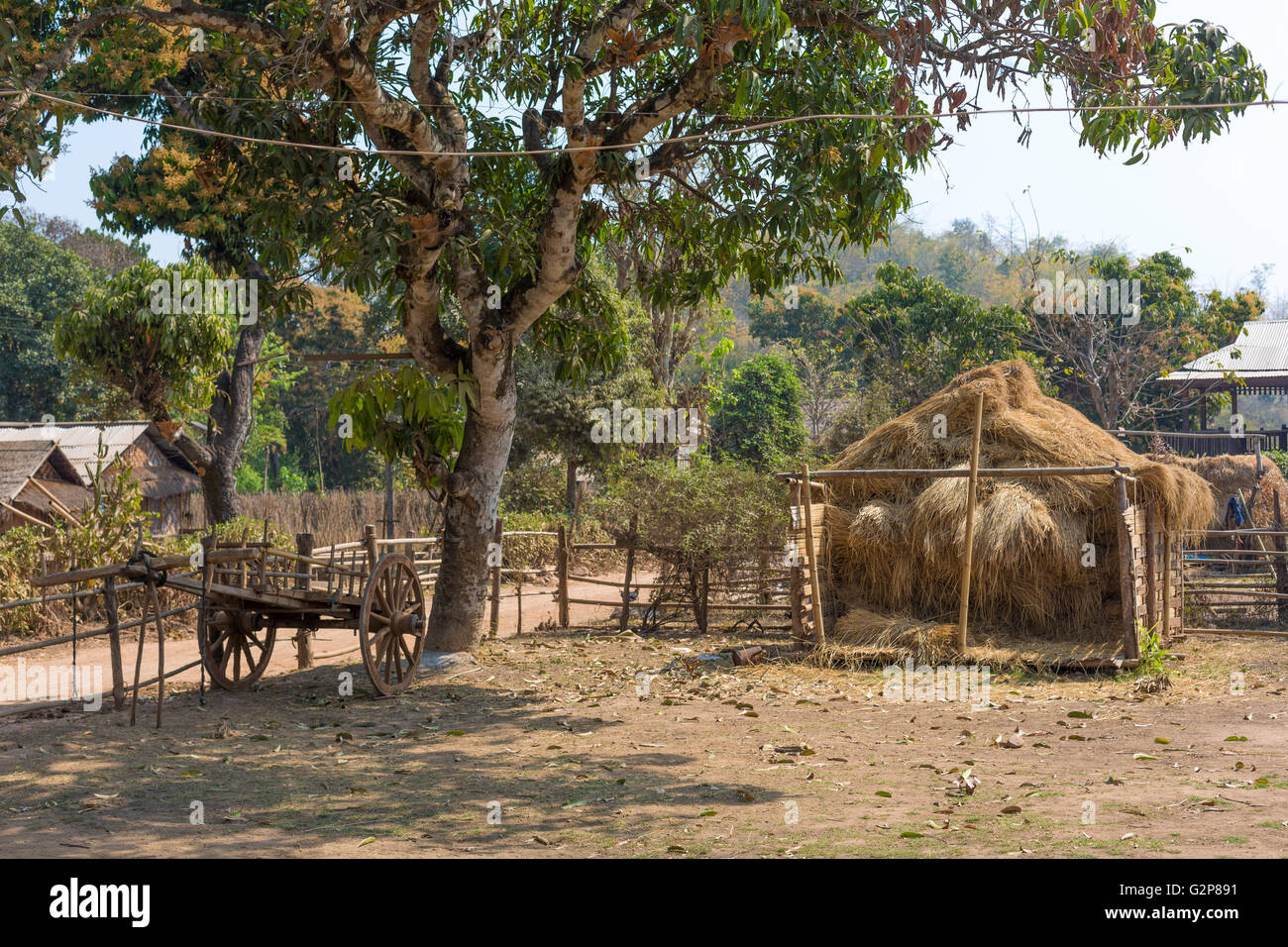 Bauernhof in einem Shan-Dorf. Landschaft des Shan-Staates, Myanmar, Burma, Südasien, Asien Stockfoto