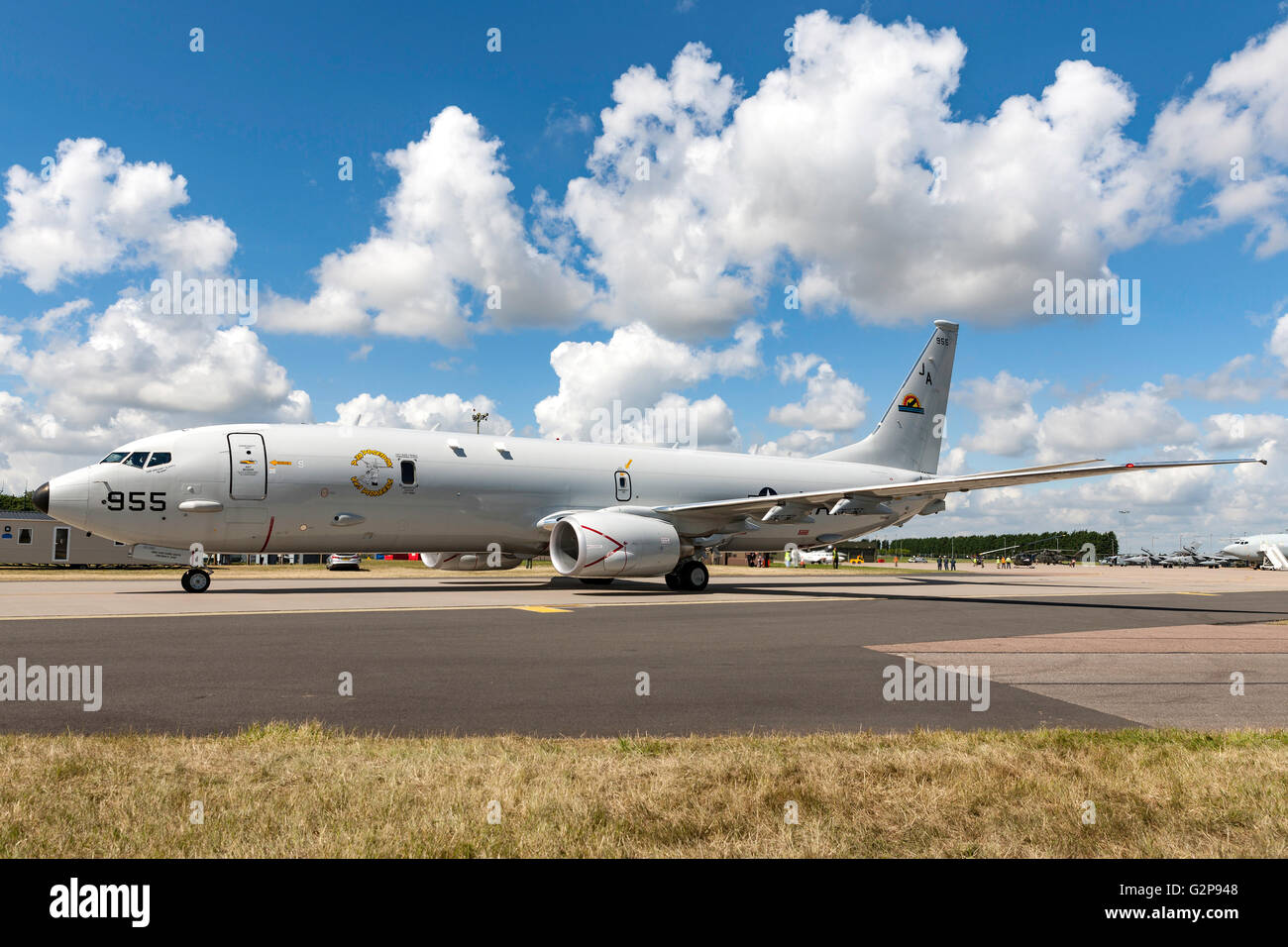 Ungebundene States Navy Boeing P-8A Poseidon maritime Patrouille Flugzeug 167955 von Air Test und Auswertung Geschwader VX-1 "Pioniere". Stockfoto