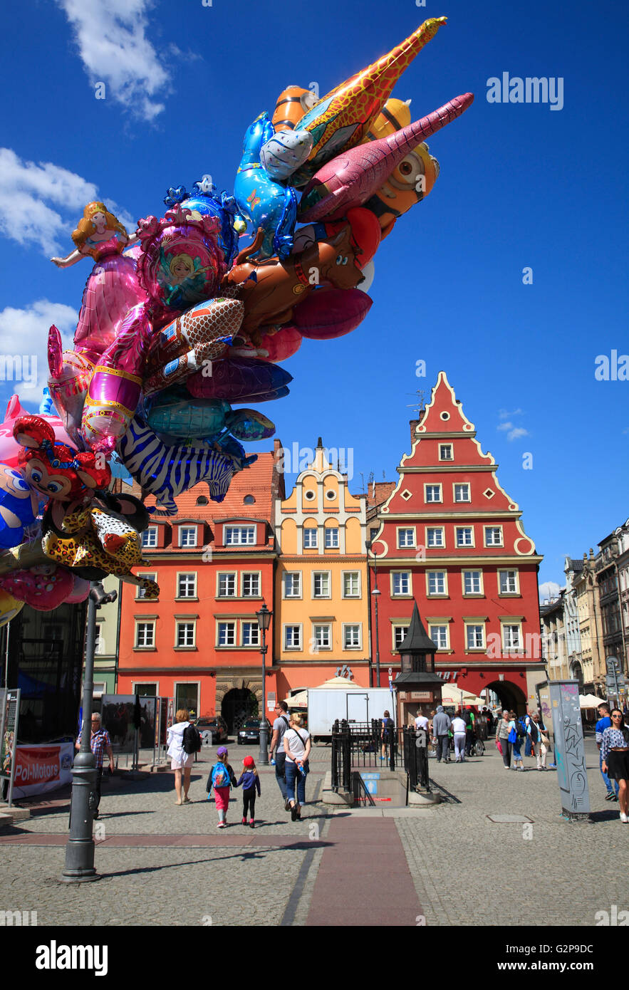 Häuser am Salz-Markt in der Nähe von Rynek, Wroclaw/Breslau, Schlesien, Polen, Europa Stockfoto