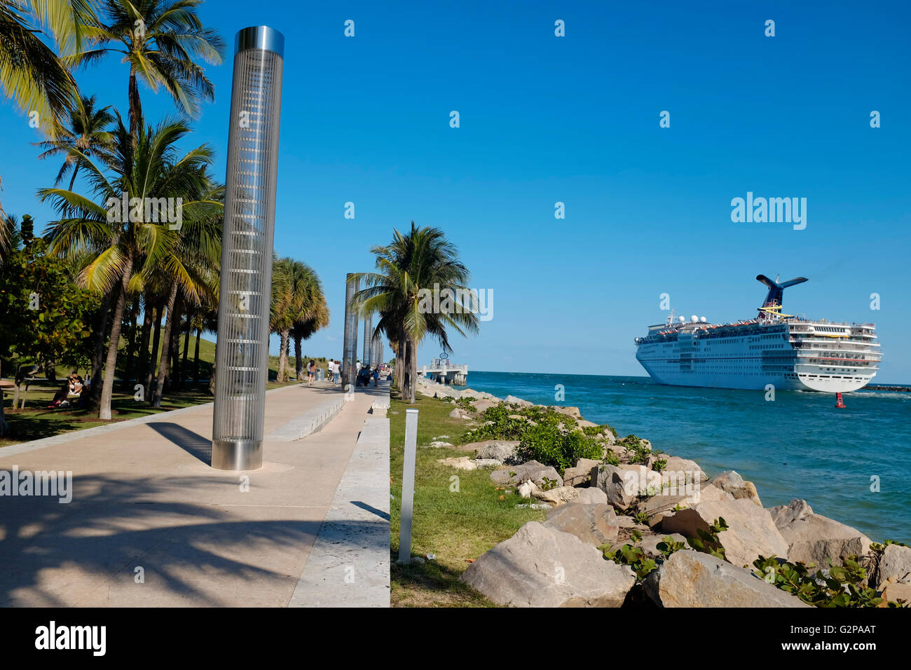 Kreuzfahrtschiff Regierung Schnitt Miami abfliegen. Stockfoto