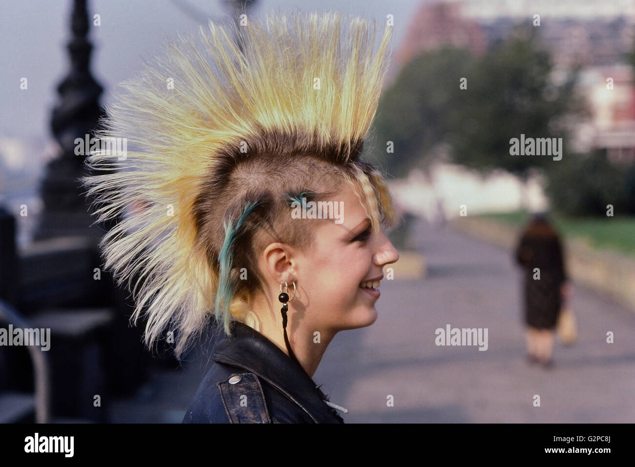 Weibliche Punk Rocker. London. England. UK. Europa. Ca. 80er Stockfoto