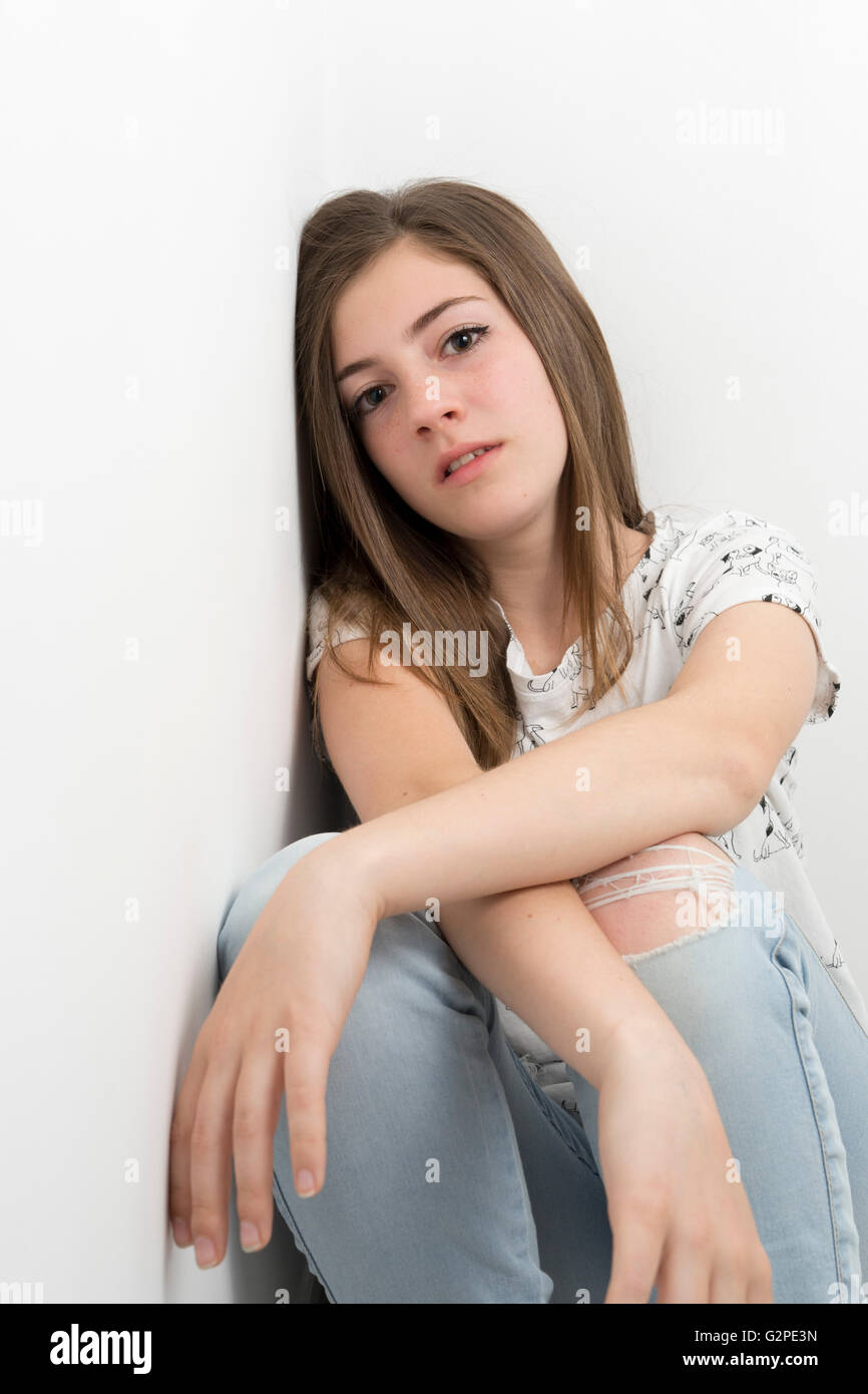 Porträt eines Mädchens fotografiert in der Nähe Stockfoto