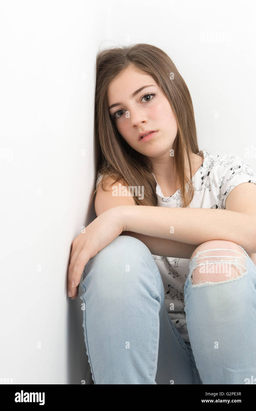 Porträt eines Mädchens fotografiert in der Nähe Stockfoto