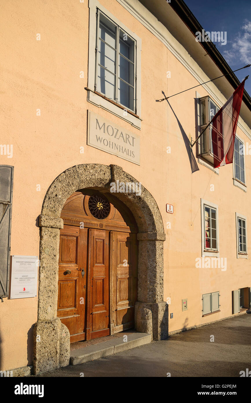 Österreich, Salzburg, Wolfgang Amadeus Mozart Wohnhaus oder Mozart Wohnhaus. Stockfoto