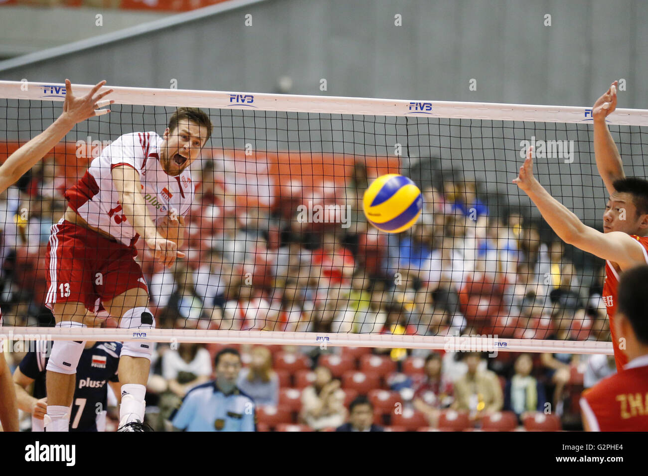 Tokyo Metropolitan Gymnasium, Tokio, Japan. 1. Juni 2016. Kubiak Michal (POL), 1. Juni 2016 - Volleyball: Herren Volleyball World Finalqualifikation für die Olympischen Spiele in Rio De Janeiro 2016-match zwischen China 2-3 Polen am Tokyo Metropolitan Gymnasium, Tokio, Japan. © Yusuke Nakanishi/AFLO SPORT/Alamy Live-Nachrichten Stockfoto