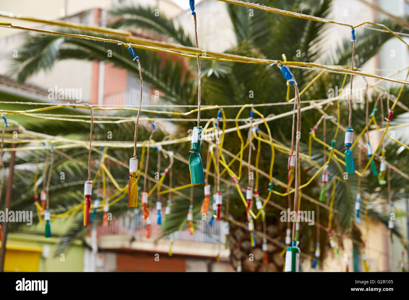 Feuerwerk in eine beliebte Fest der Fallas in Valencia, Spanien Stockfoto