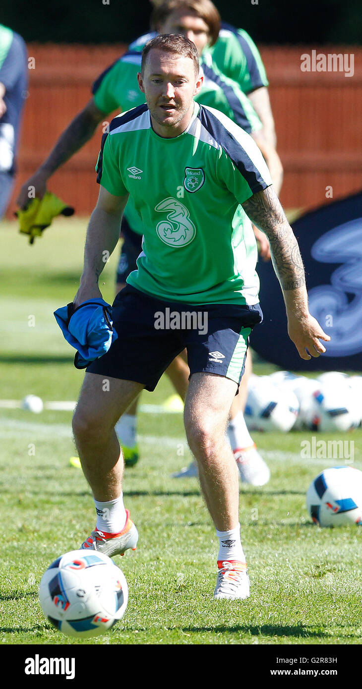 Republik Irland Aiden McGeady während eines Trainingslagers im Fota Island Resort, Kork. Stockfoto