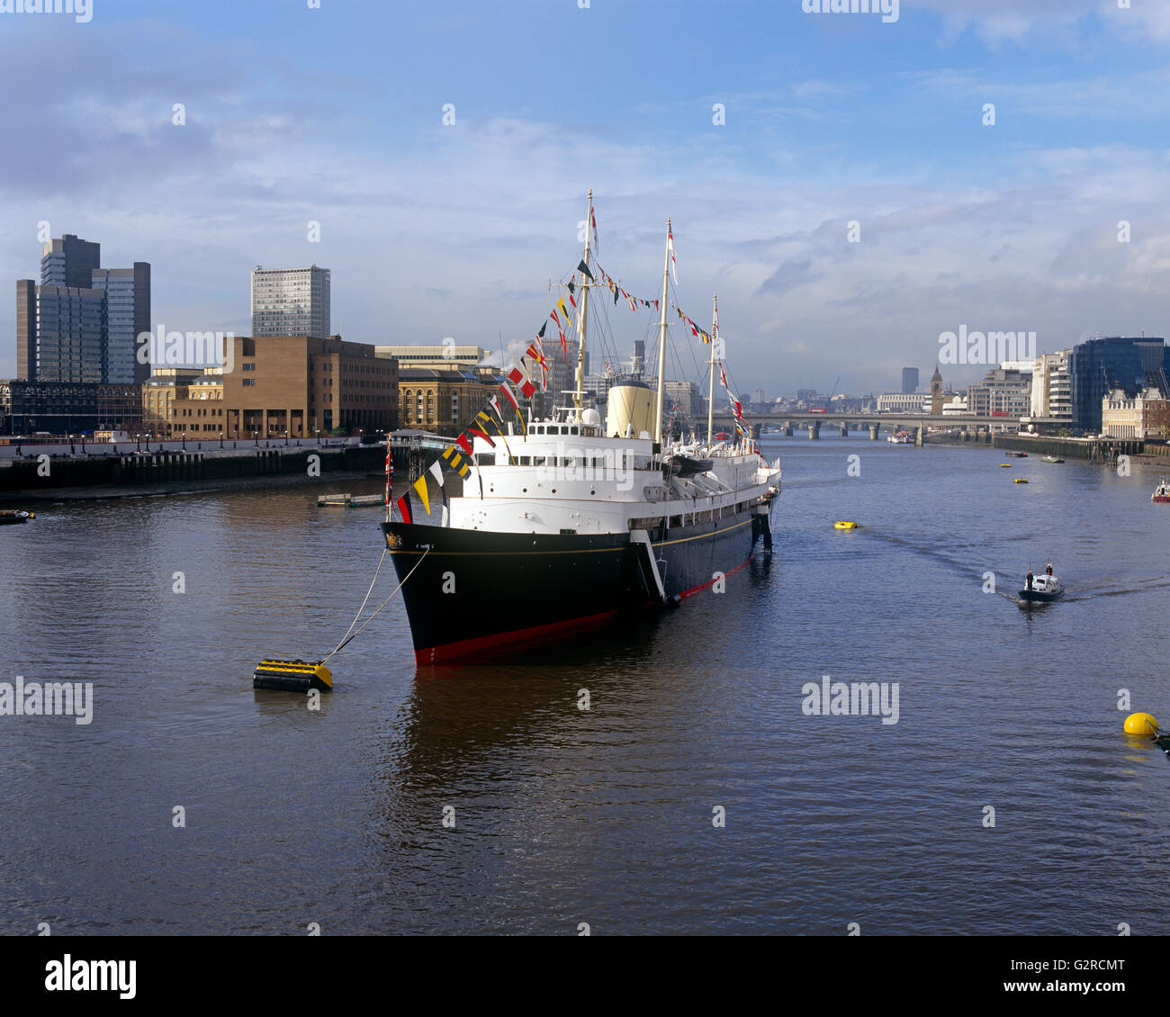 Britische Schiff auf der Themse Stockfoto