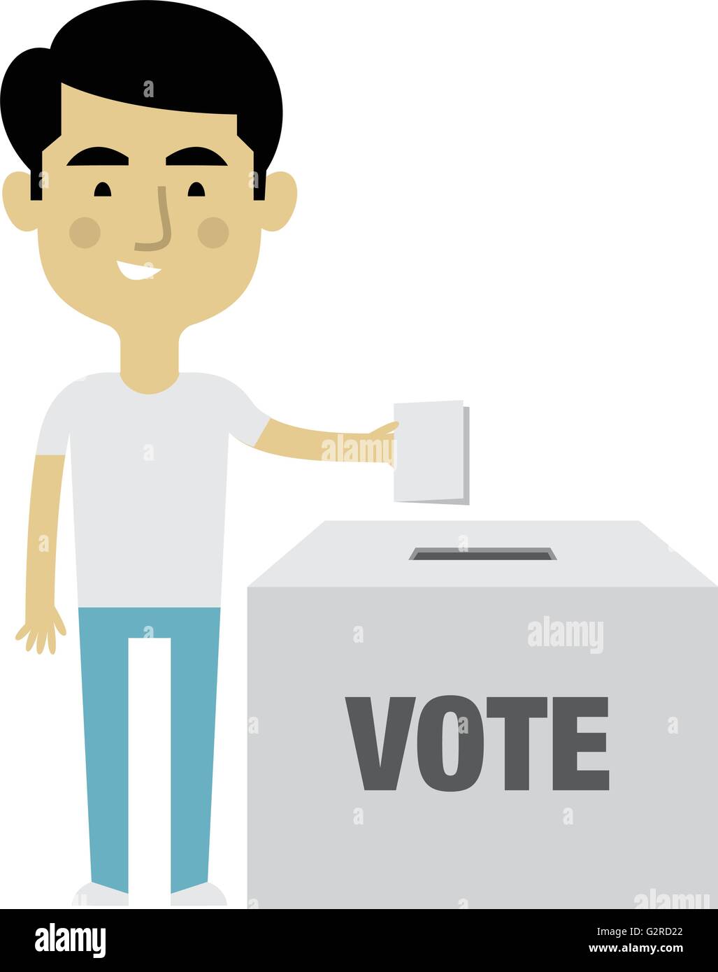 Darstellung der männlichen Charakter setzen Stimme In die Wahlurne Stock Vektor