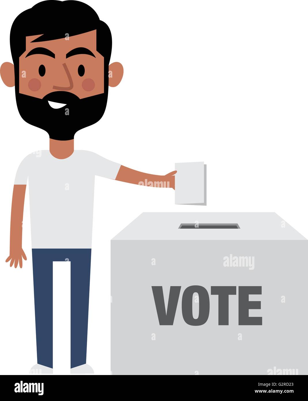 Darstellung der männlichen Charakter setzen Stimme In die Wahlurne Stock Vektor