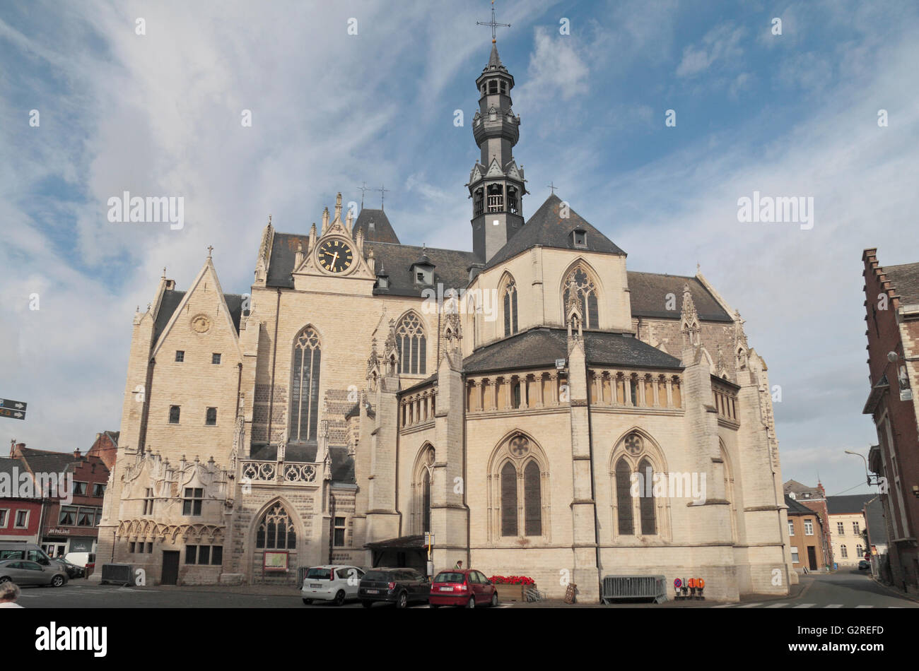 Die UNESCO-geschützte Sint-Leonarduskerk (Kirche St. Leonard) in Zoutleeuw, Hageland, Belgien. Stockfoto