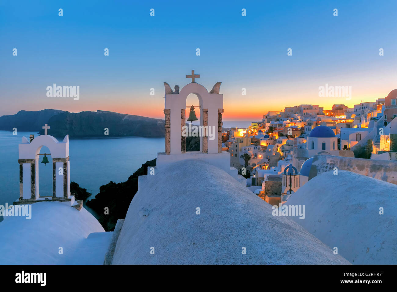 Malerische Aussicht von Oia, Santorini, Griechenland Stockfoto