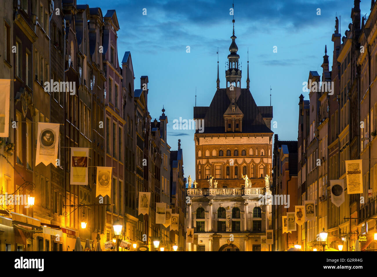 Danzig, Polen, lange Straße (Ulica Dluga) und das goldene Tor (Zlota Brama) Stockfoto