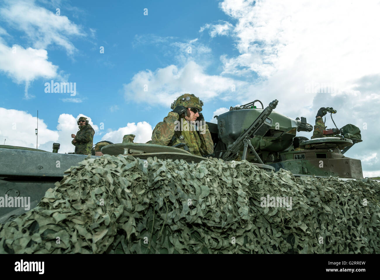 Gardelegen, Deutschland, Panzer Grenadier-Kompanie in einer Praxis auf dem Truppenübungsplatz Altmark Stockfoto