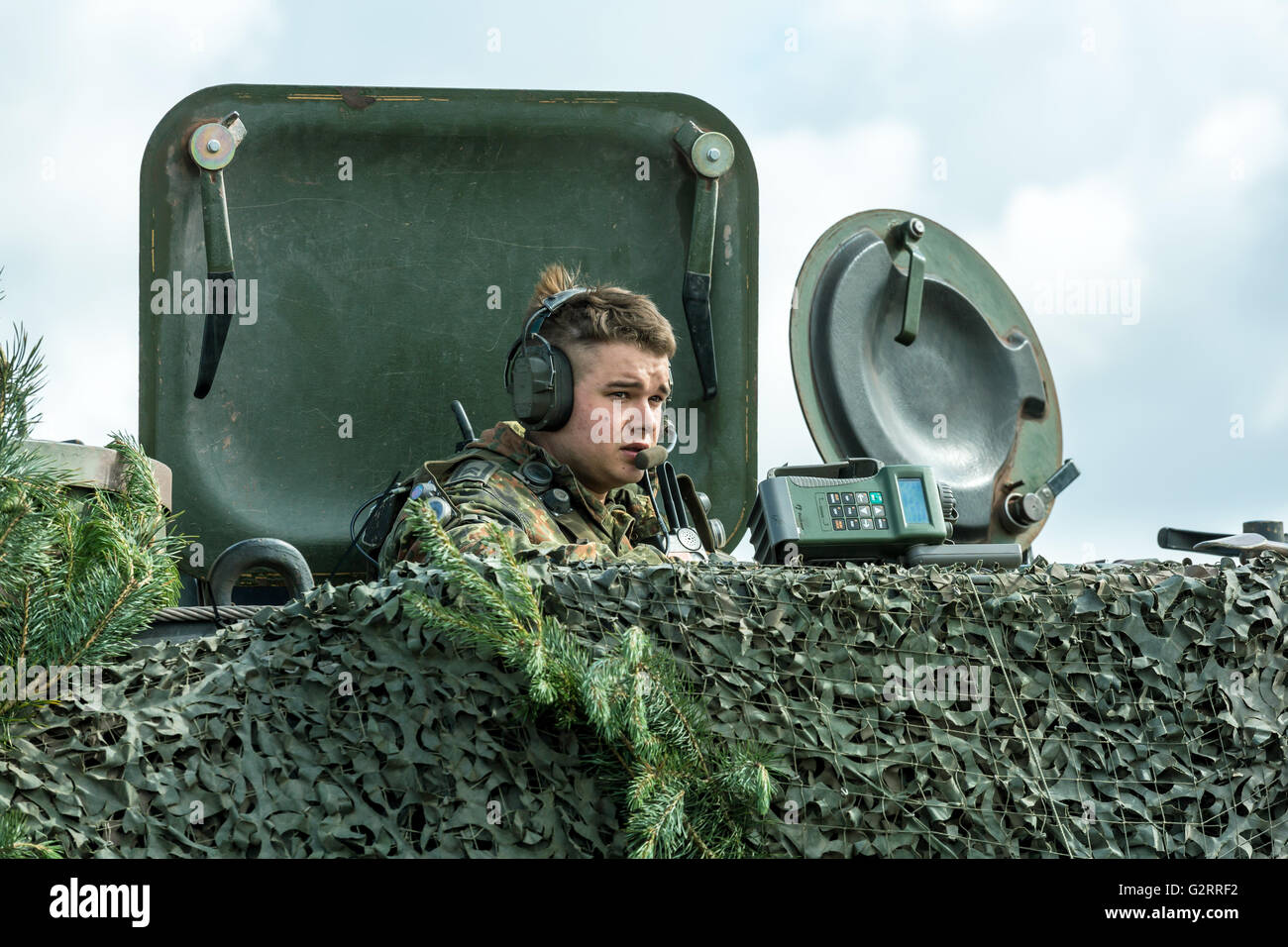 Gardelegen, Deutschland, Panzer Grenadier-Kompanie in einer Praxis auf dem Truppenübungsplatz Altmark Stockfoto
