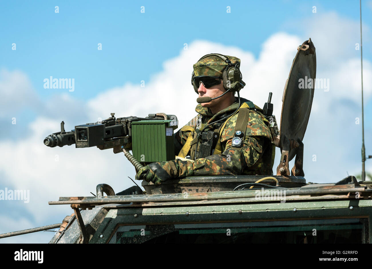 Gardelegen, Deutschland, Panzer Grenadier-Kompanie in einer Praxis auf dem Truppenübungsplatz Altmark Stockfoto