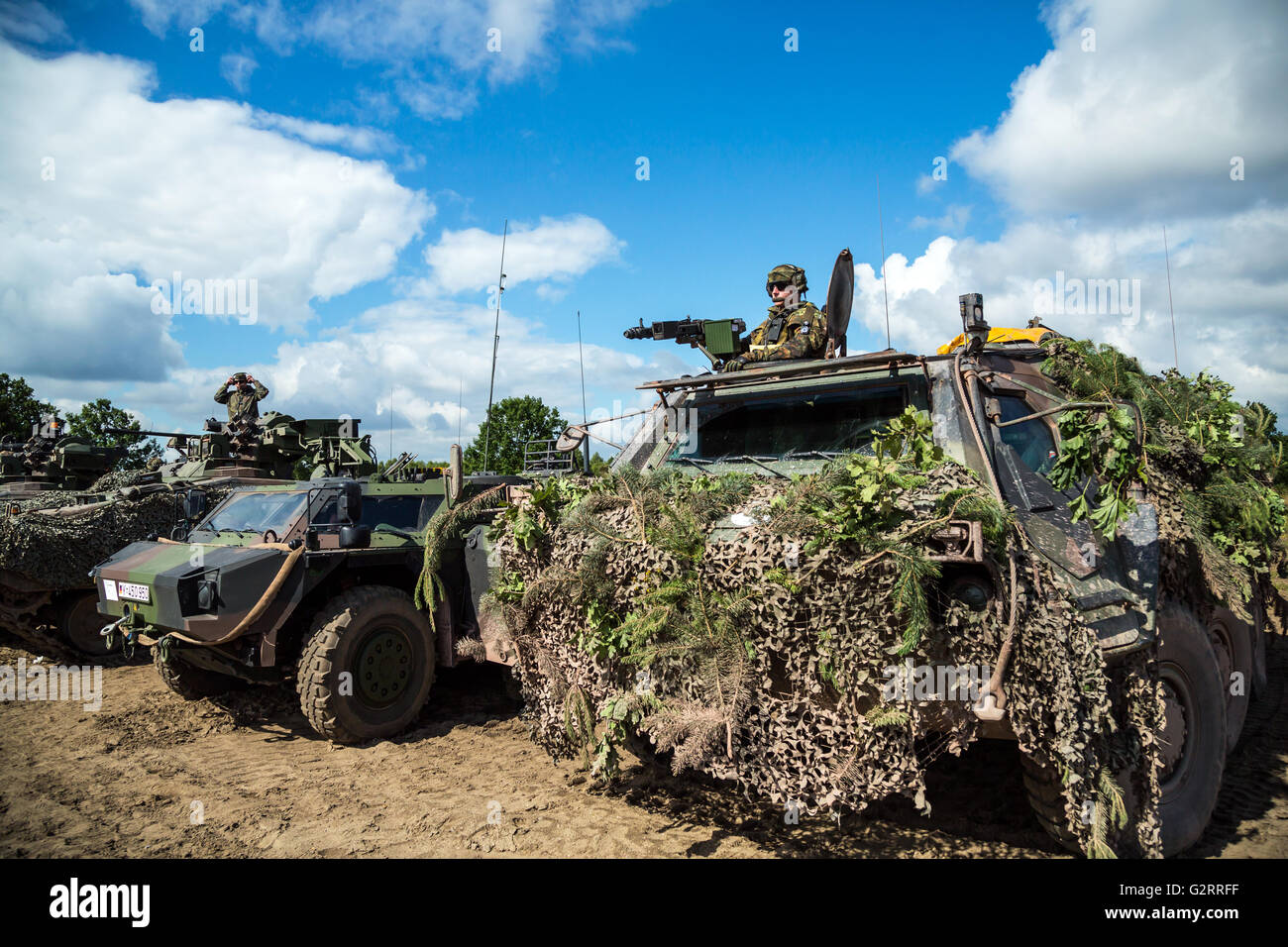 Gardelegen, Deutschland, Panzer Grenadier-Kompanie in einer Praxis auf dem Truppenübungsplatz Altmark Stockfoto