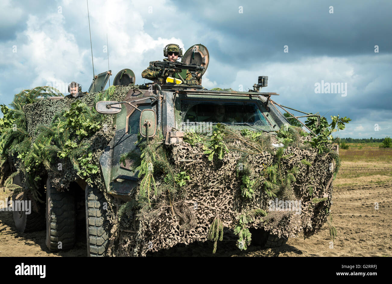 Gardelegen, Deutschland, Panzer Grenadier-Kompanie in einer Praxis auf dem Truppenübungsplatz Altmark Stockfoto