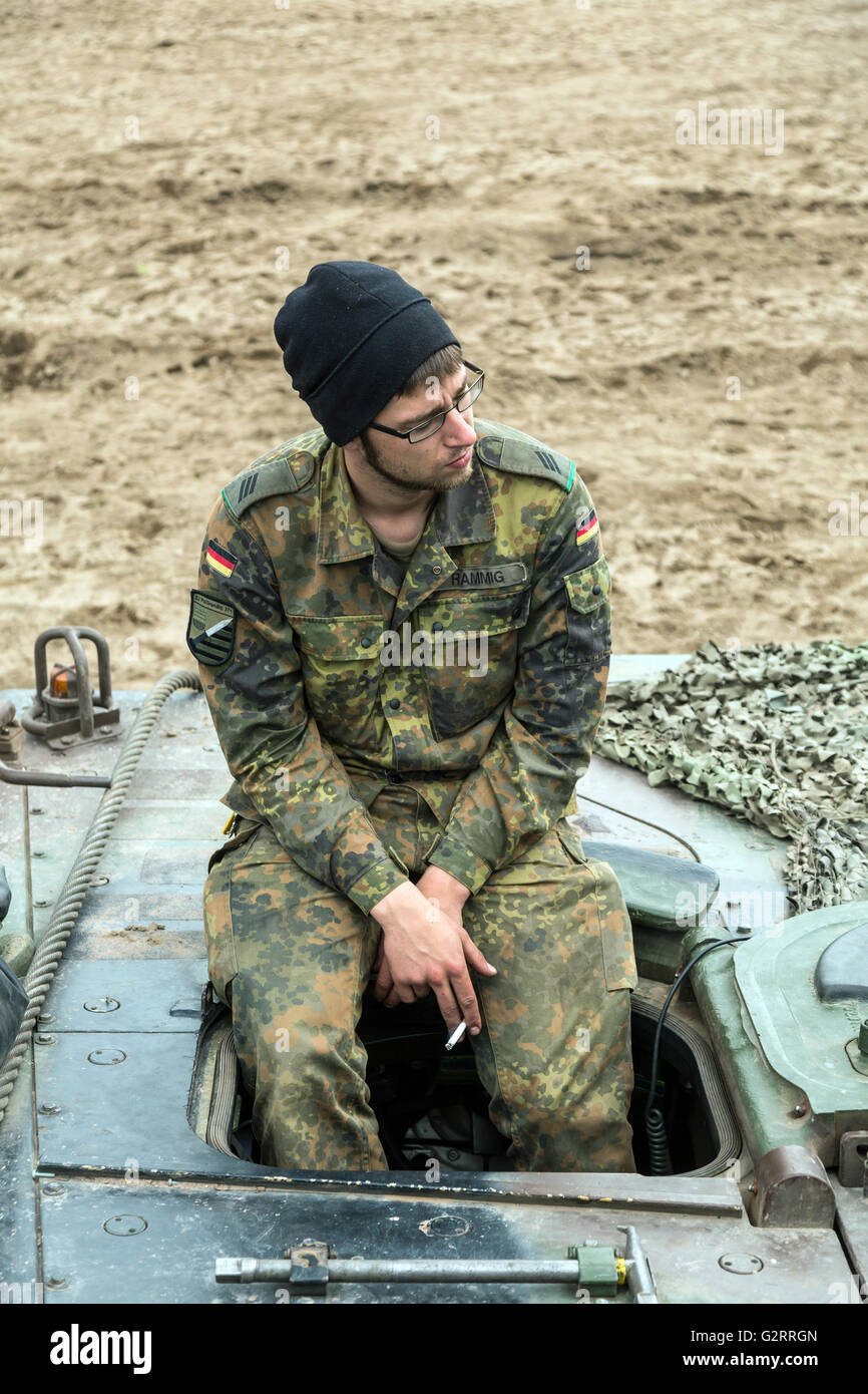 Gardelegen, Deutschland, Soldat auf dem Truppenübungsplatz Altmark Stockfoto