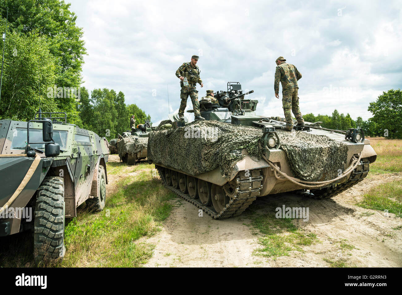 Gardelegen, Deutschland, Panzer Grenadiere auf dem Truppenübungsplatz Altmark Stockfoto