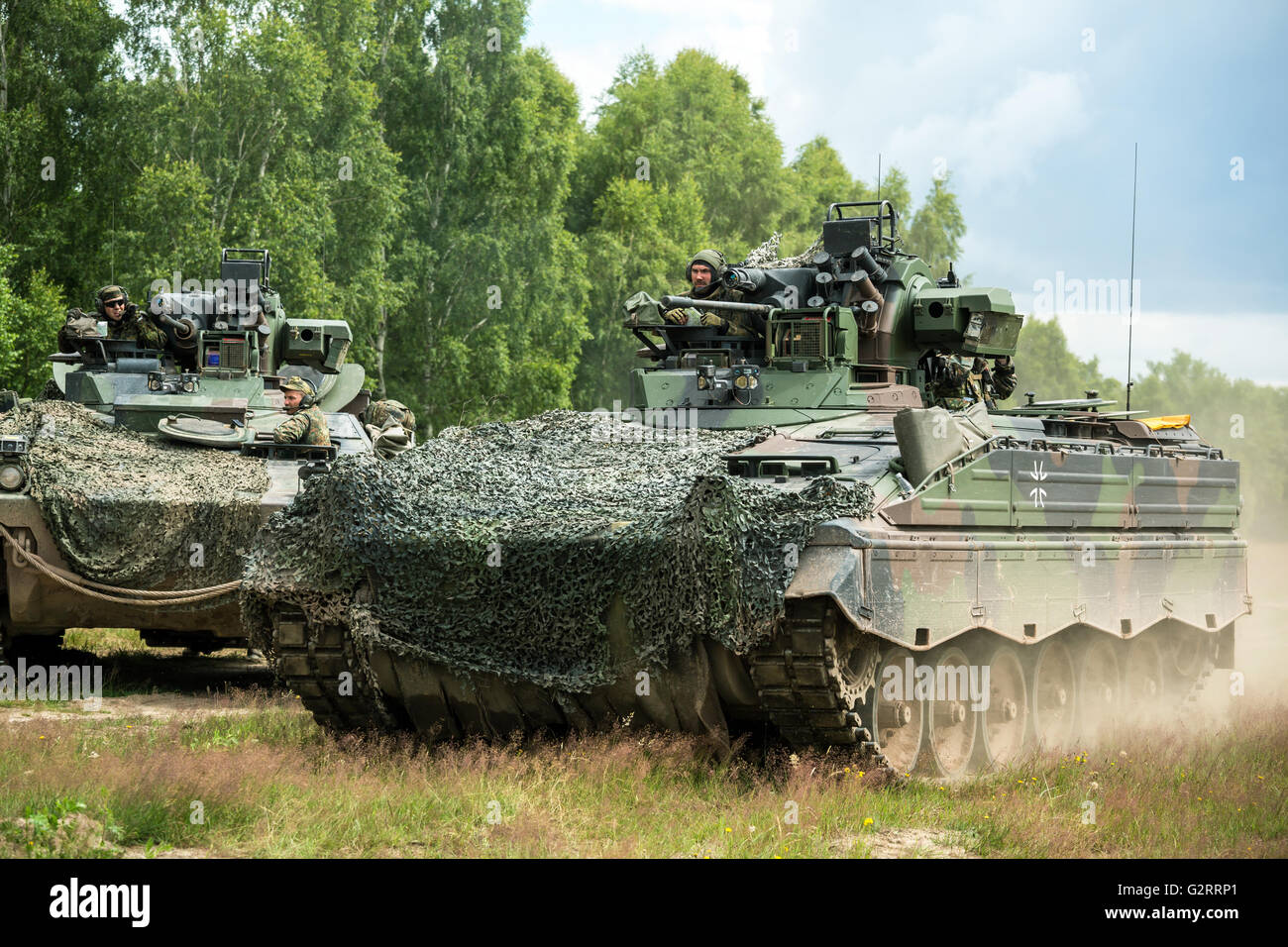 Gardelegen, Deutschland, Angriff Panzer Grenadiere UEBT auf dem Truppenübungsplatz Altmark Stockfoto