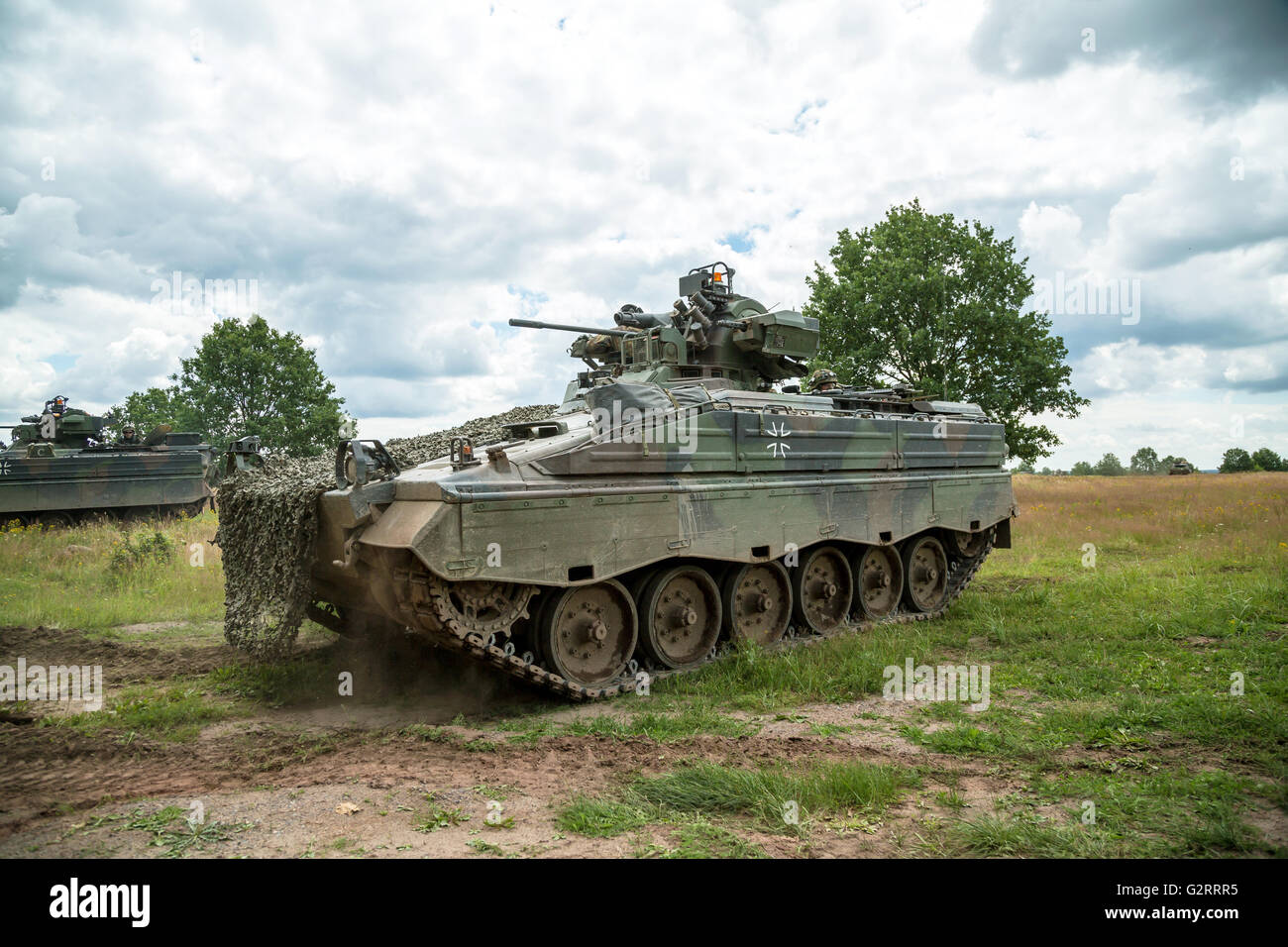 Gardelegen, Deutschland, Angriff Panzer Grenadiere UEBT auf dem Truppenübungsplatz Altmark Stockfoto