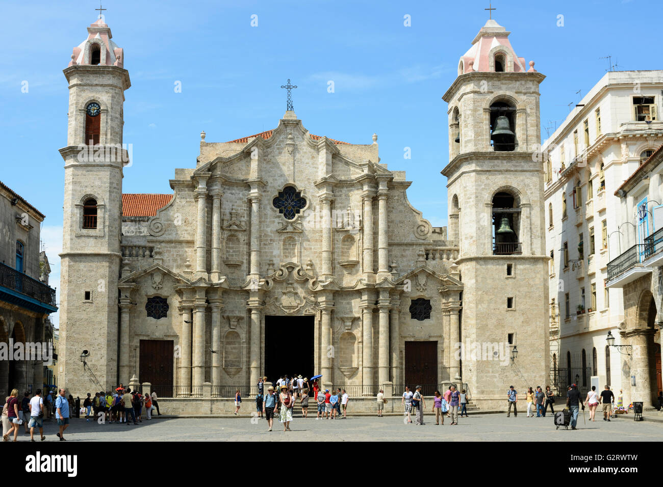 Kathedrale der Heiligen Jungfrau der Unbefleckten Empfängnis, Plaza De La Catedral (Domplatz), Havanna, Kuba Stockfoto