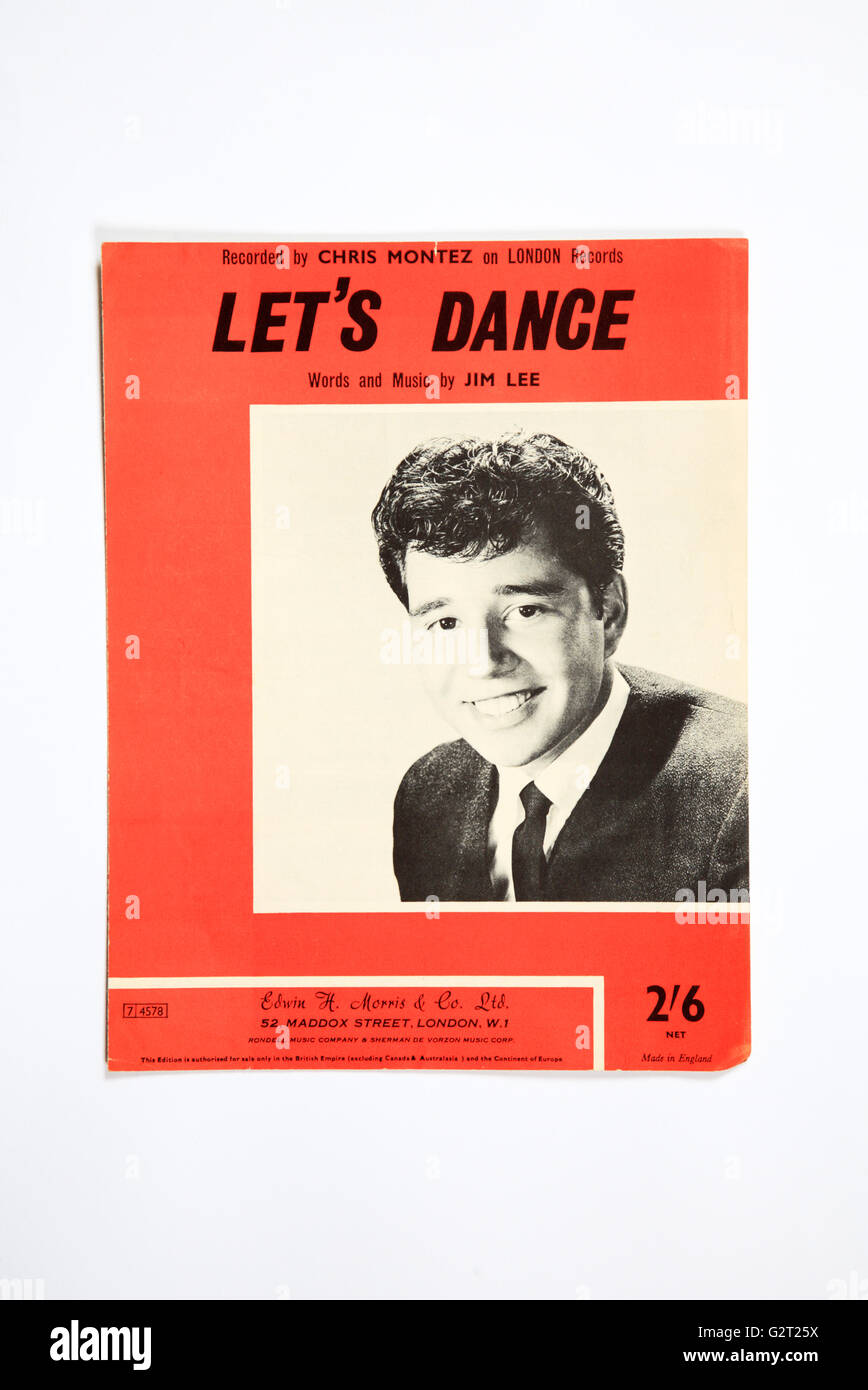Ein Noten-Cover für Let ´s Dance von Chris Montez. Stockfoto
