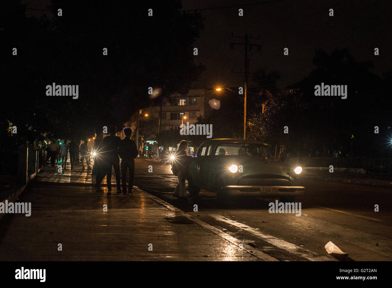 Städtische Nachtlandschaft in La Havana, Kuba, Karibik, Südamerika Stockfoto
