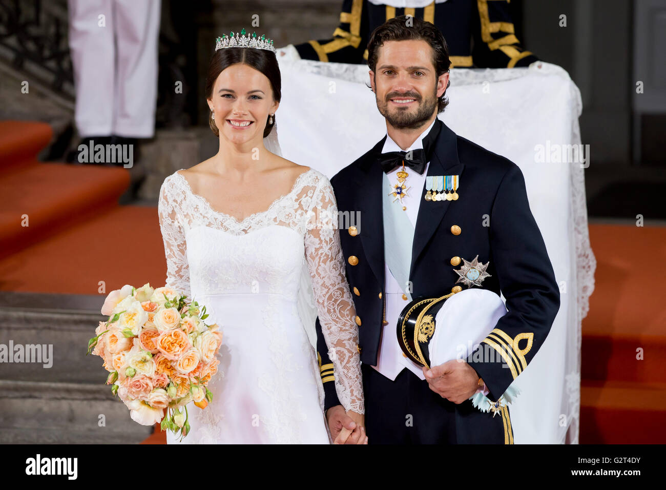 Lassen Sie Prinz Carl Philip von Schweden und Prinzessin Sofia von Schweden, ihre Trauung in der königlichen Kapelle in Stockholm Stockfoto