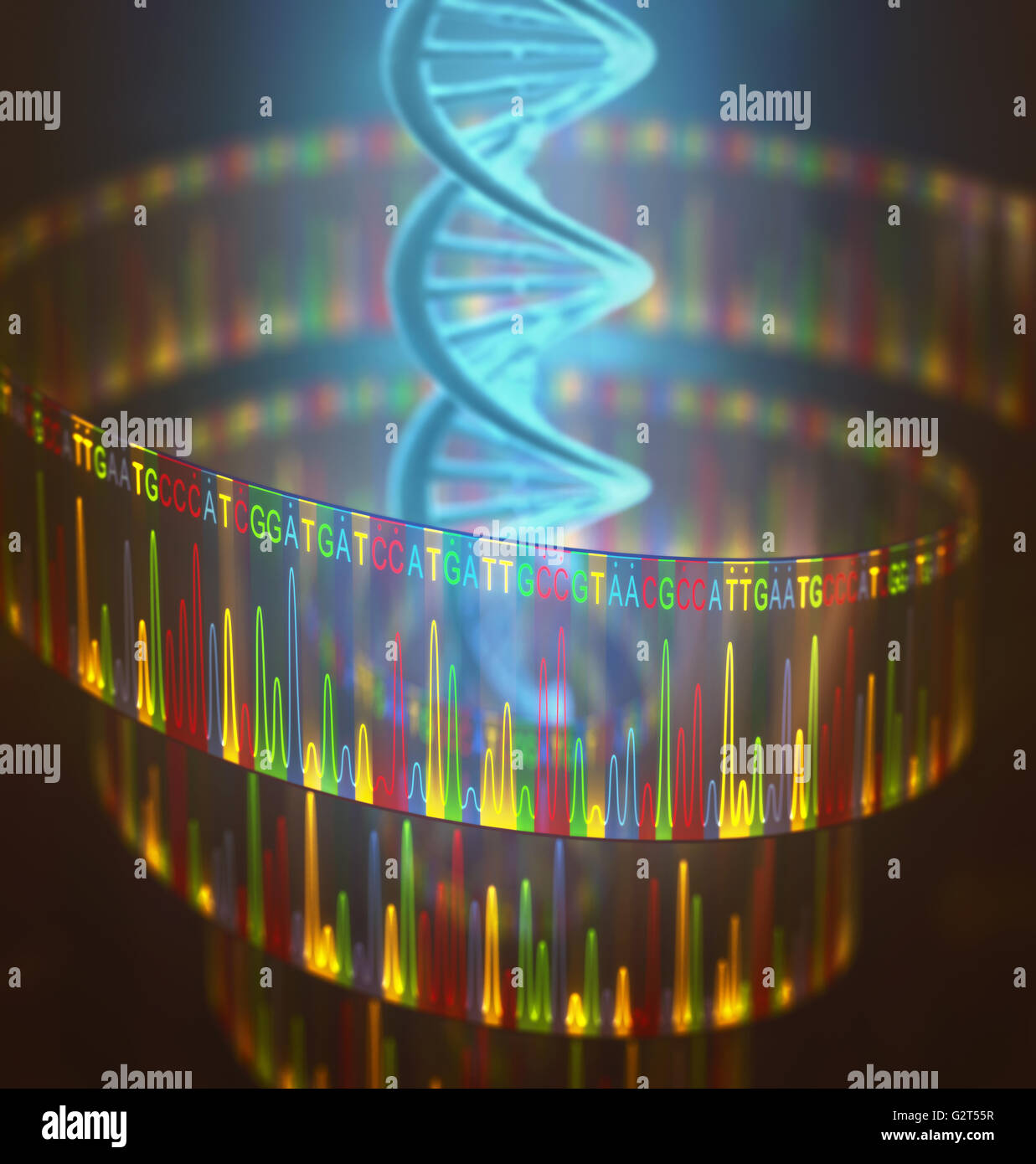 3D Abbildung einer Methode der DNA-Sequenzierung. Stockfoto