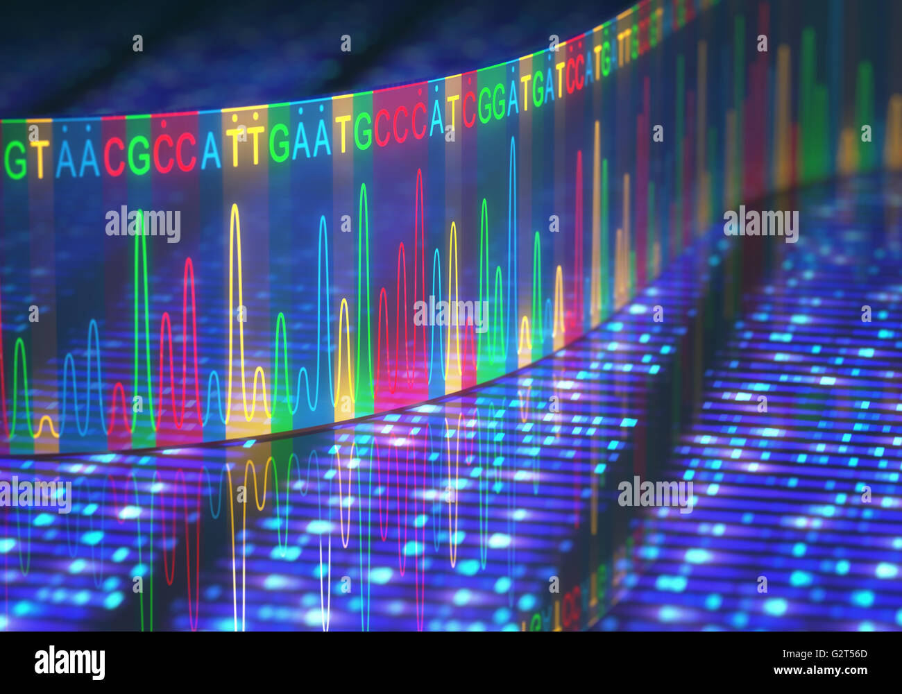 3D Abbildung einer Methode der DNA-Sequenzierung. Stockfoto