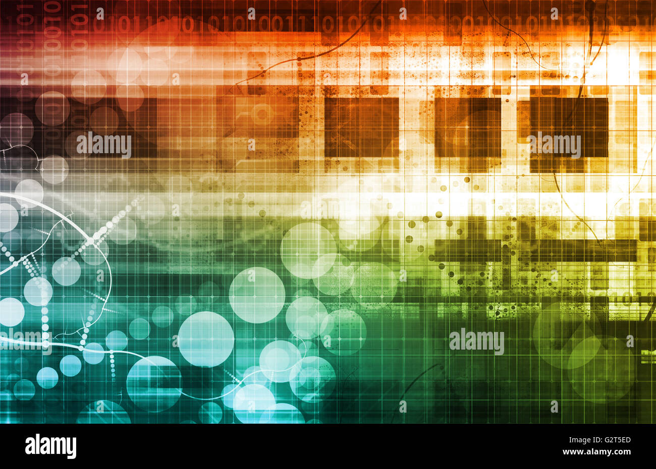 Navigieren in Cyberspace mit Binärdaten glühende Kunst Stockfoto