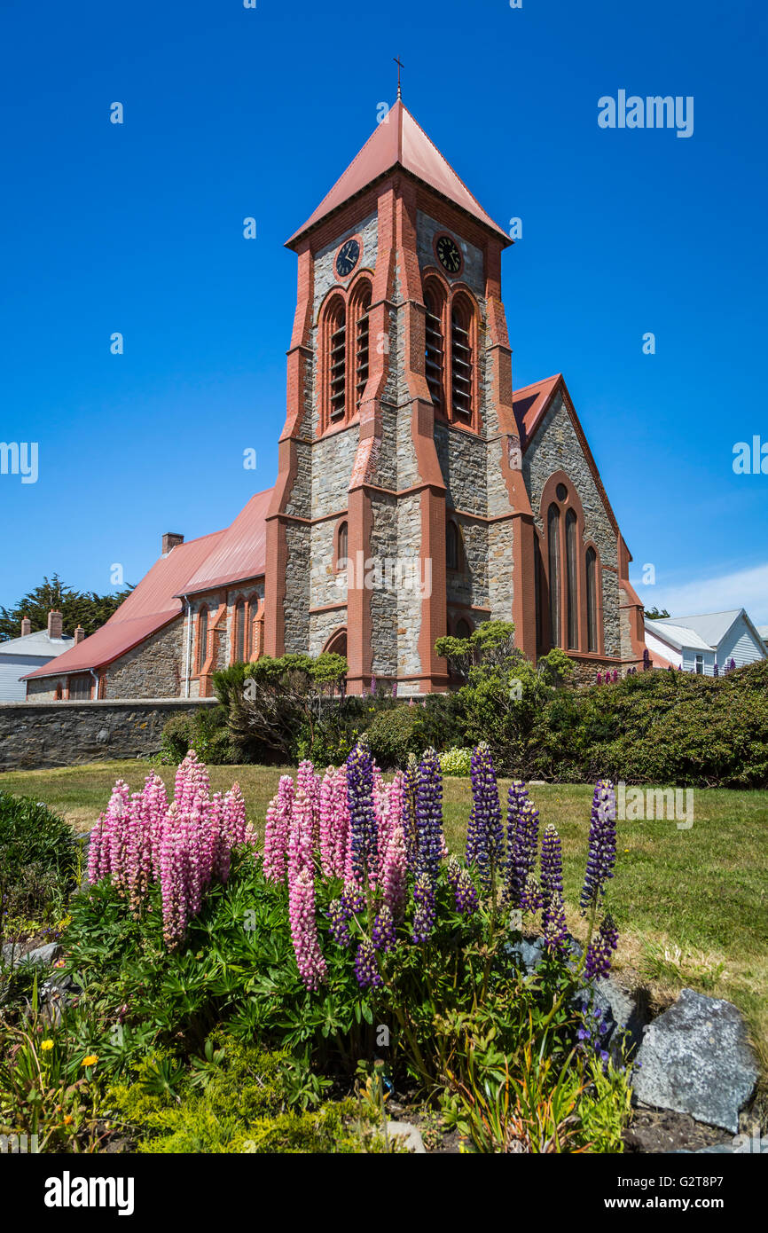 Christ Church Cathedral Exterieur in East Falkland-Inseln, Stanley, Falkland-Inseln, British Overseas Territory. Stockfoto