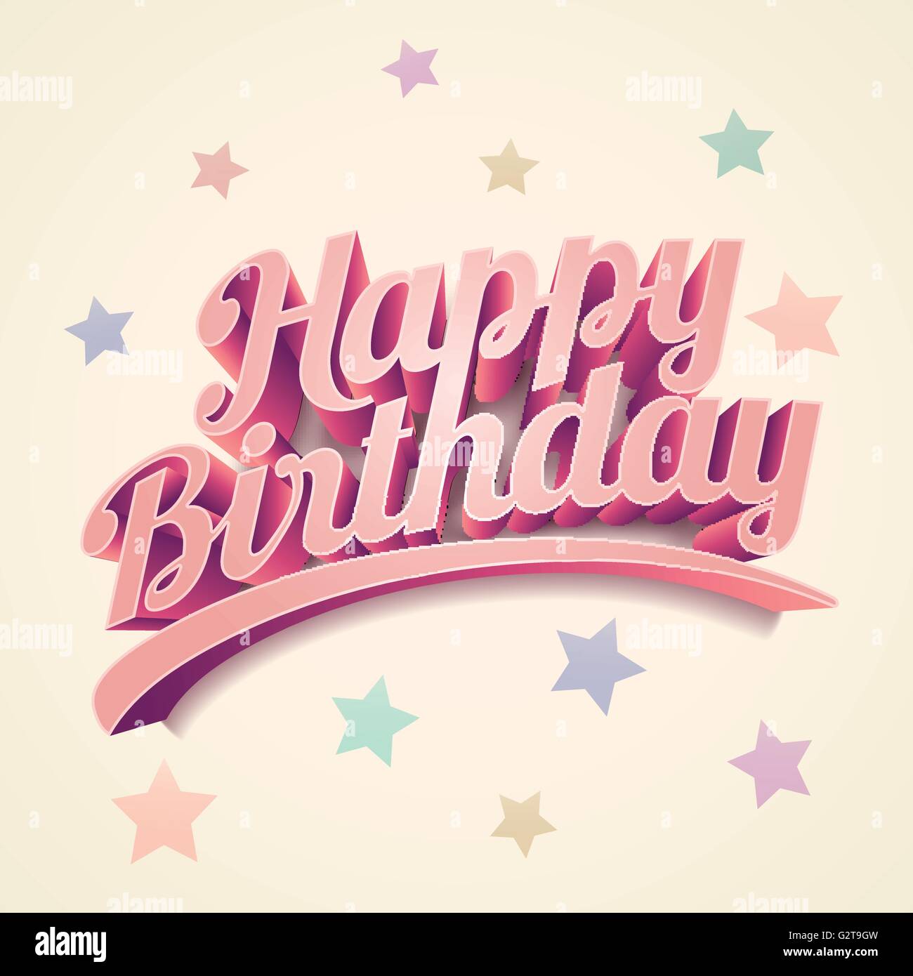 Vektor Retro-3d "Happy Birthday". Geburtstag Kartendesign. Stock Vektor