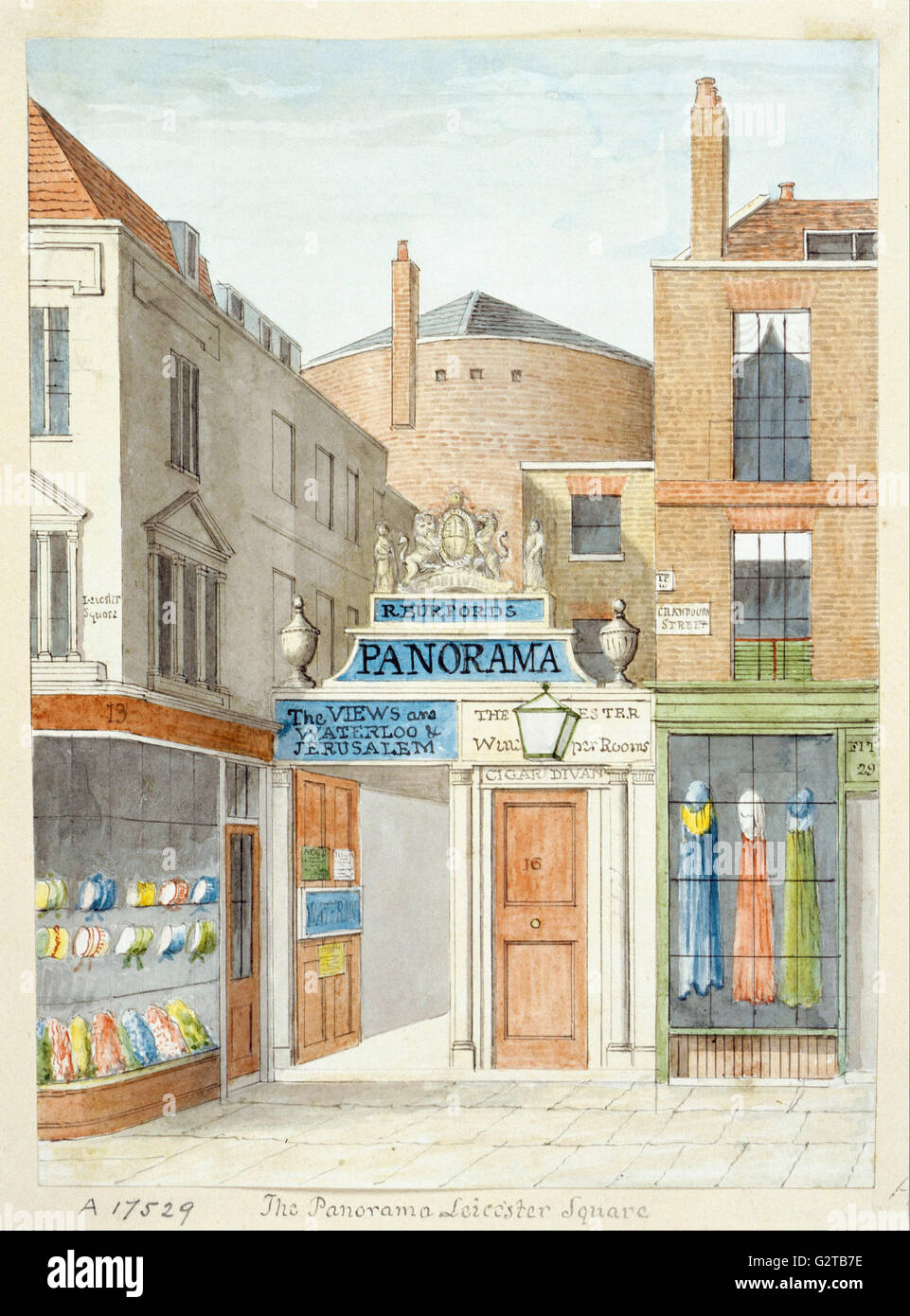 Zeichnung; Aquarell - The Panorama, Leicester Square- Stockfoto
