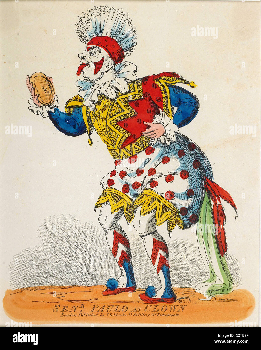 Marks, j.l. - theatralische Porträt - Senr Paulo als Clown- Stockfoto