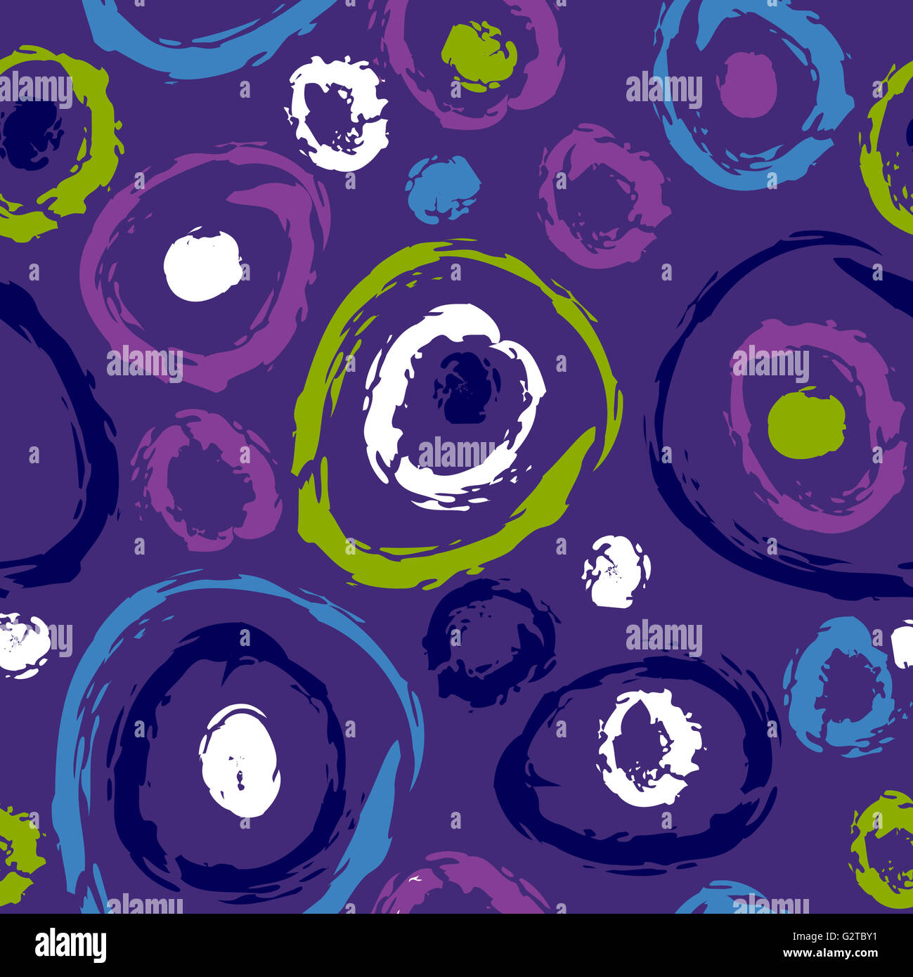Nahtlose Muster der bunten Wirbel in lila, grün und blau Stockfoto