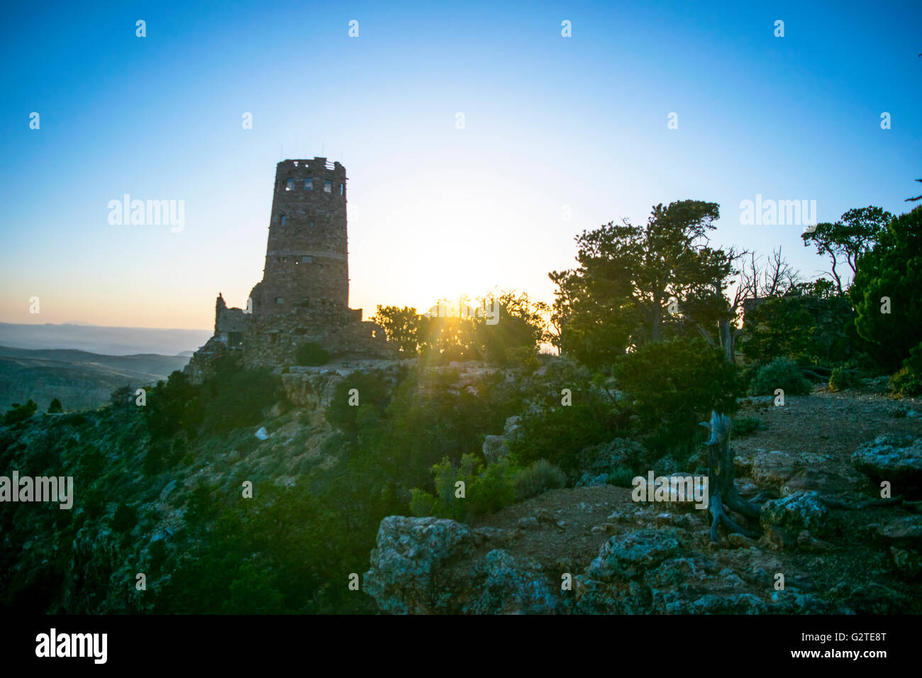 Sonnenaufgang am Grand Canyon Wüste Turm-Arizona Stockfoto