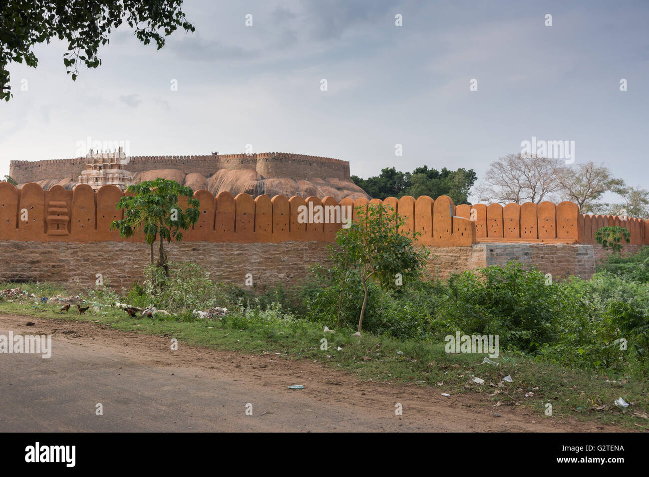 Weiten Blick auf Thirumayam Fort. Stockfoto