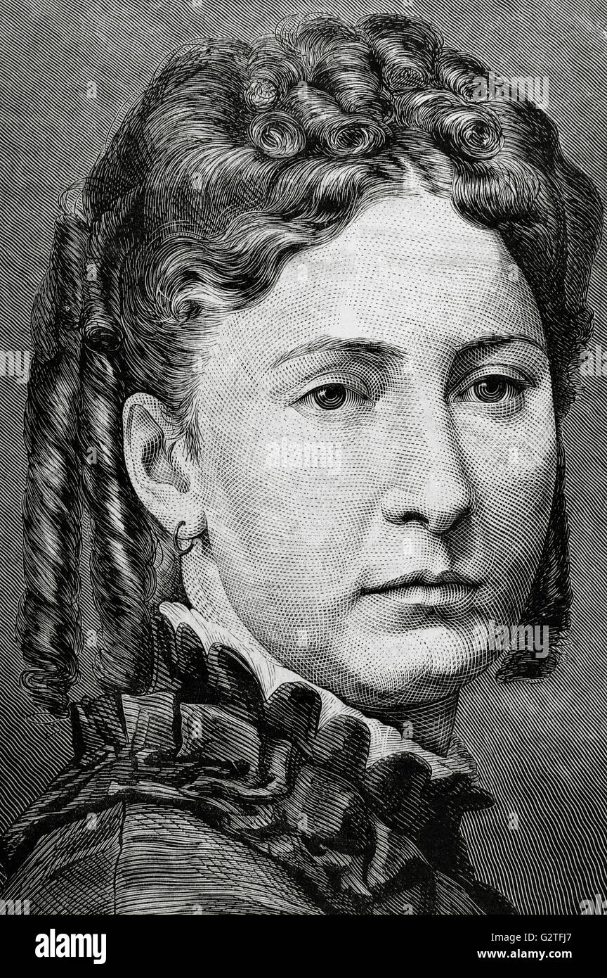 Maria Vittoria dal Pozzo (1847-1876). Prinzessin Consort von Spanien. Ehefrau von Amadeo I. Kupferstich von Paris. Die spanischen und amerikanischen Illustration, 1876. Stockfoto