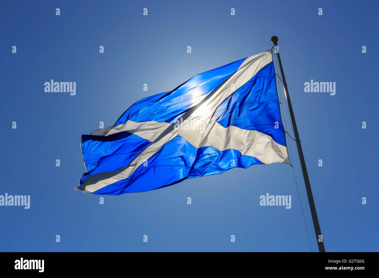 Str. Andrews Kreuz, das Andreaskreuz, die nationale Flagge von Schottland, Großbritannien Stockfoto