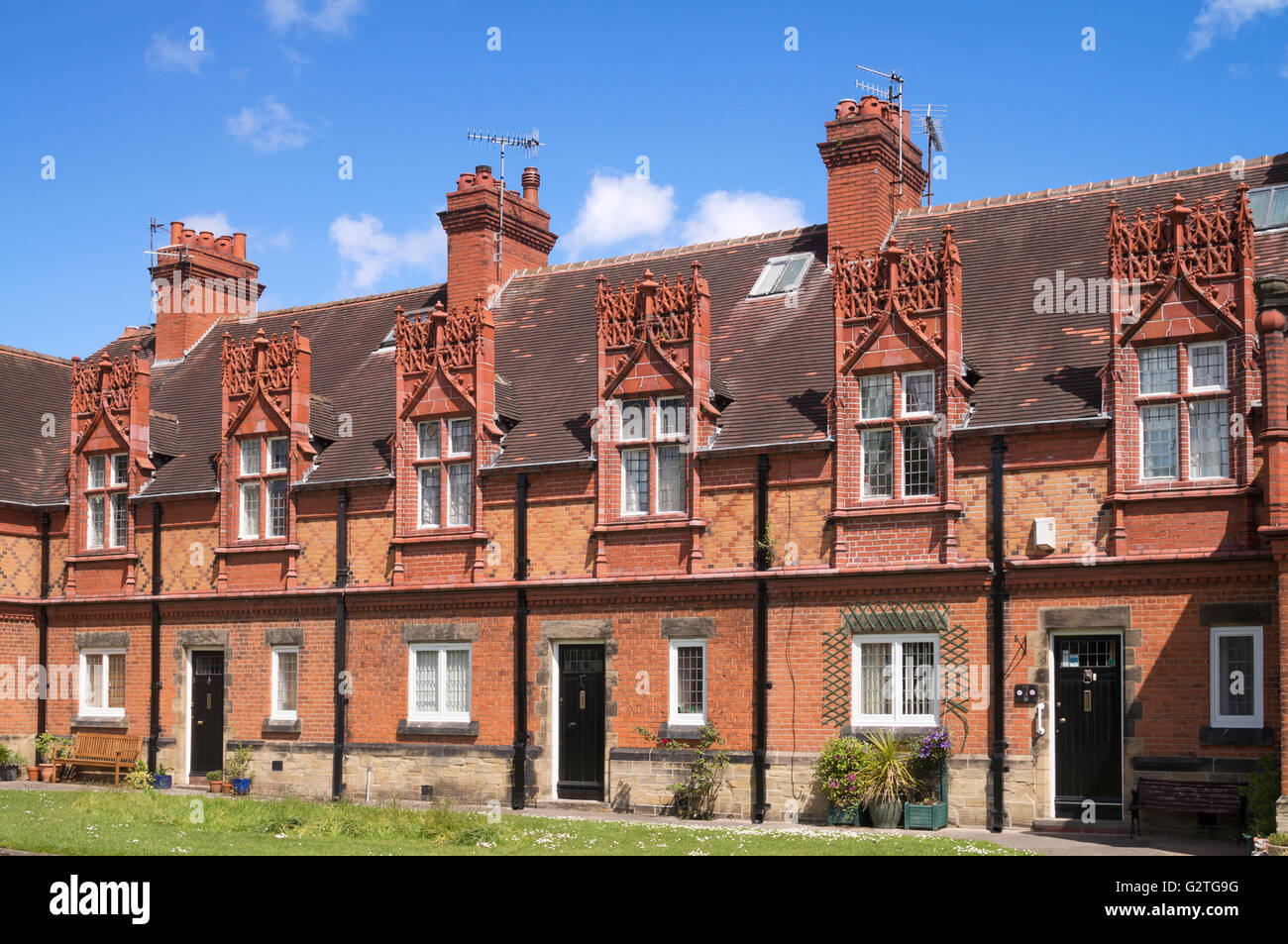 Häuser, 3, 5, 7 auf Cross Street Port Sunlight, Merseyside, England, UK Stockfoto