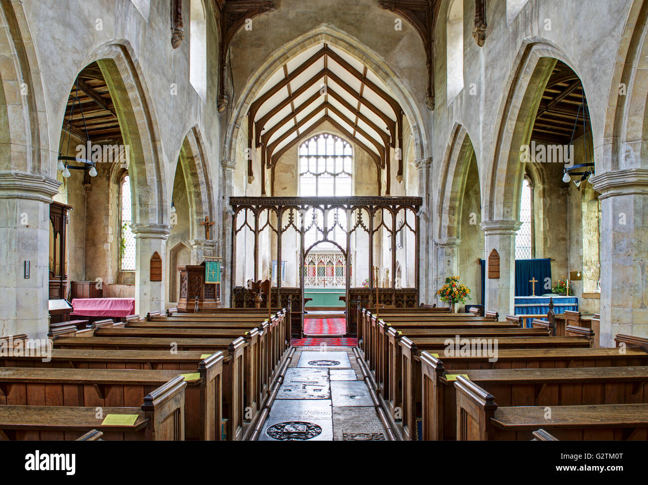 Innenraum der Kirche St Botolph im Dorf Trunch, Norfolk, England UK Stockfoto