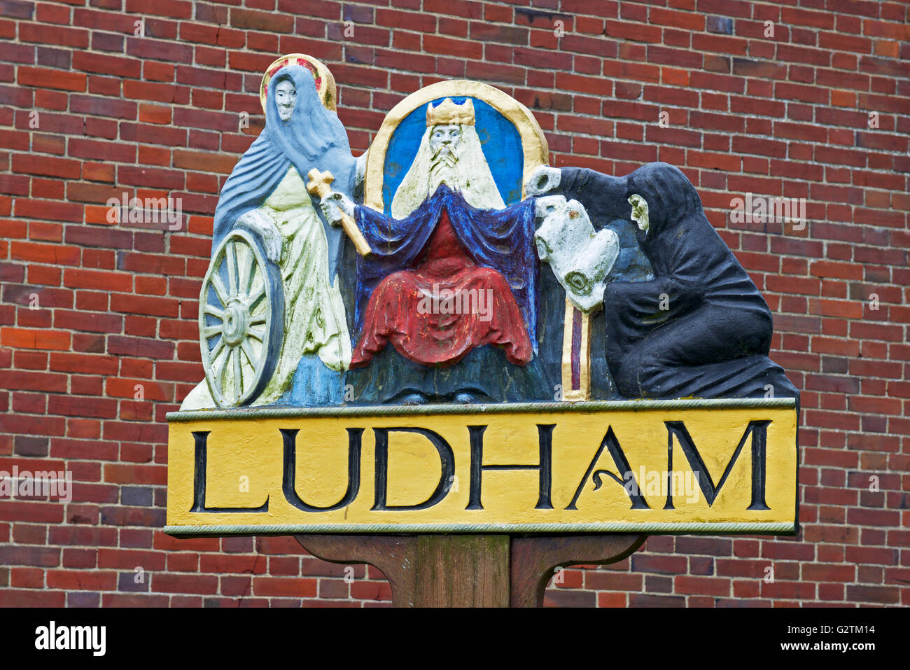 Grafische Zeichen für Dorf - Ludham - in Norfolk, England UK Stockfoto