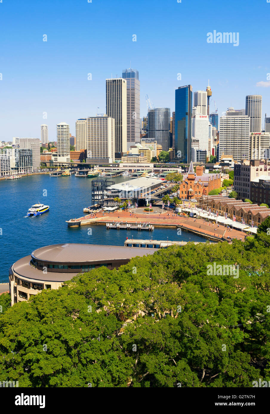 Blick auf Circular Quay und den Rocks, Sydney, New South Wales, Australien Stockfoto