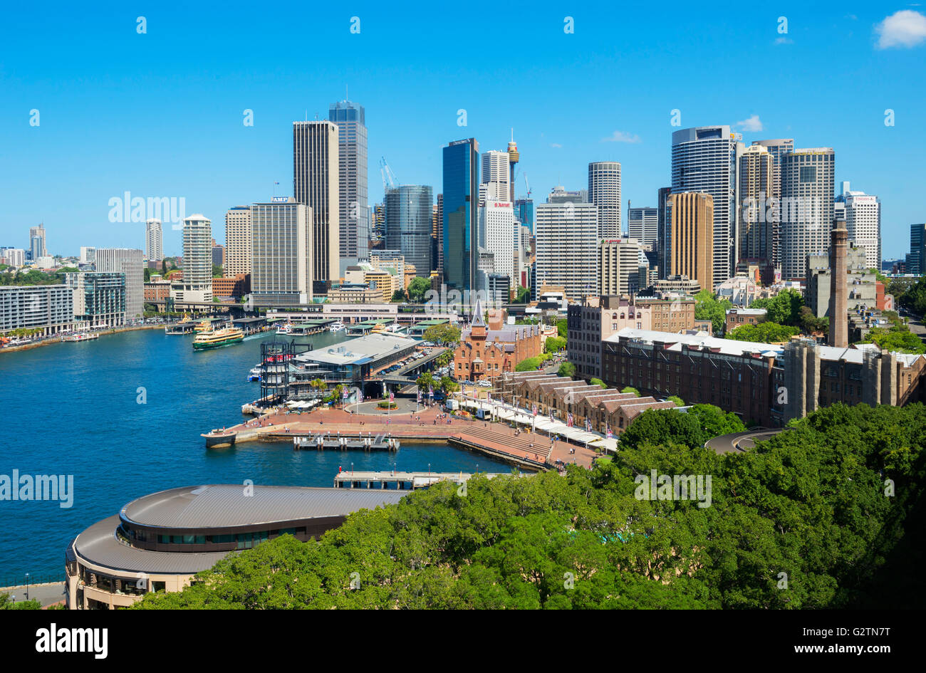 Blick auf Circular Quay und den Rocks, Sydney, New South Wales, Australien Stockfoto