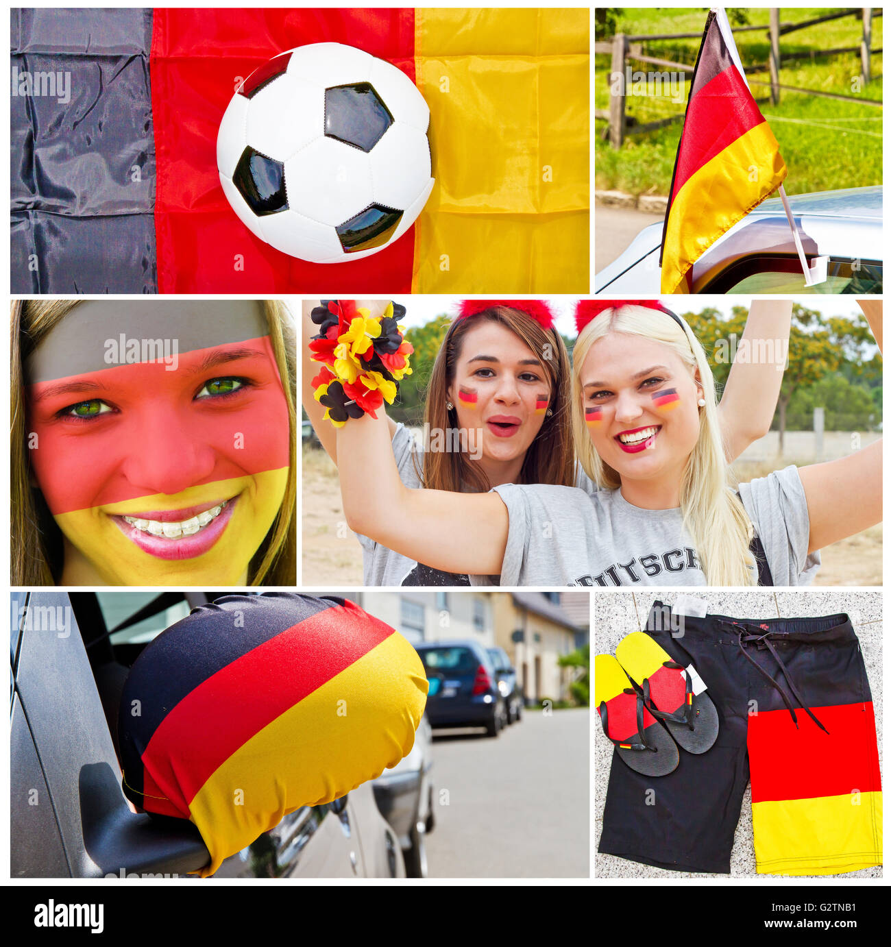 Deutsche Fußball-Fans - Foto-collage Stockfoto